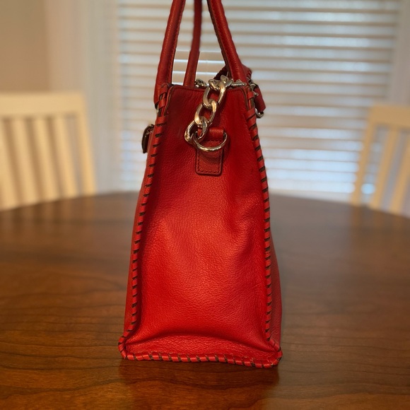 NWT Authentic Michael Kors Whipped Hamilton Tote in Red - Picture 3 of 9